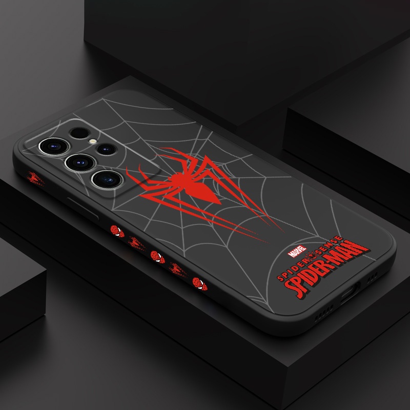 SAMSUNG Vibrant Spiderเคสโทรศัพท์สําหรับSamsung Galaxy S25 S24 S23 S22 FE Ultra Plus 5Gซิลิโคนเหลวด้านข้างรูปแบบฝาครอบ