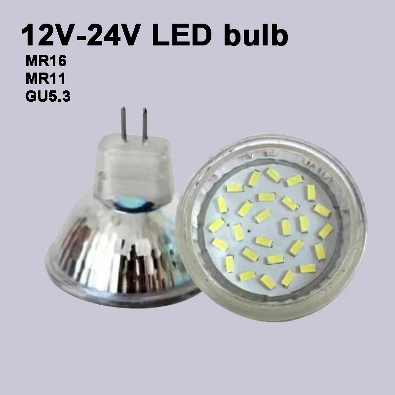 Ac/dc 12V - 24V หลอดไฟ LED โคมไฟตั้งโต๊ะ MR11 MR16 GU5.3 สปอตไลท์ความสว่างสูง
