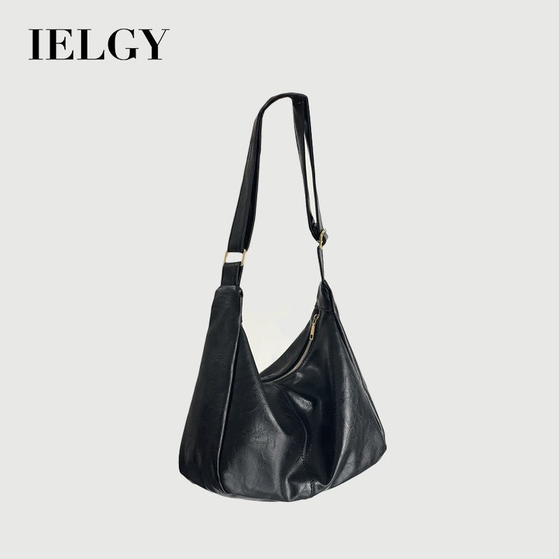 IELGY Retro Tote Bag Preppy Style All-Match ขนาดใหญ่-ความจุ One-Shoulder Commuter Messenger Bag