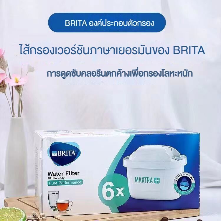 Brita MAXTRA filter element, compatible with all BRITA water bottles, can reduce chlorine gas and scale, 6 packs