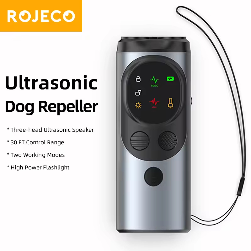 Rojeco เครื่องไล่แมลงสามหัวสําหรับสุนัขสัตว์เลี้ยงอัลตราโซนิกไม่มีอุปกรณ์ตัดเสียงรบกวนสุนัขอัลตราโซนิกอุปกรณ์ไล่เปลือก
