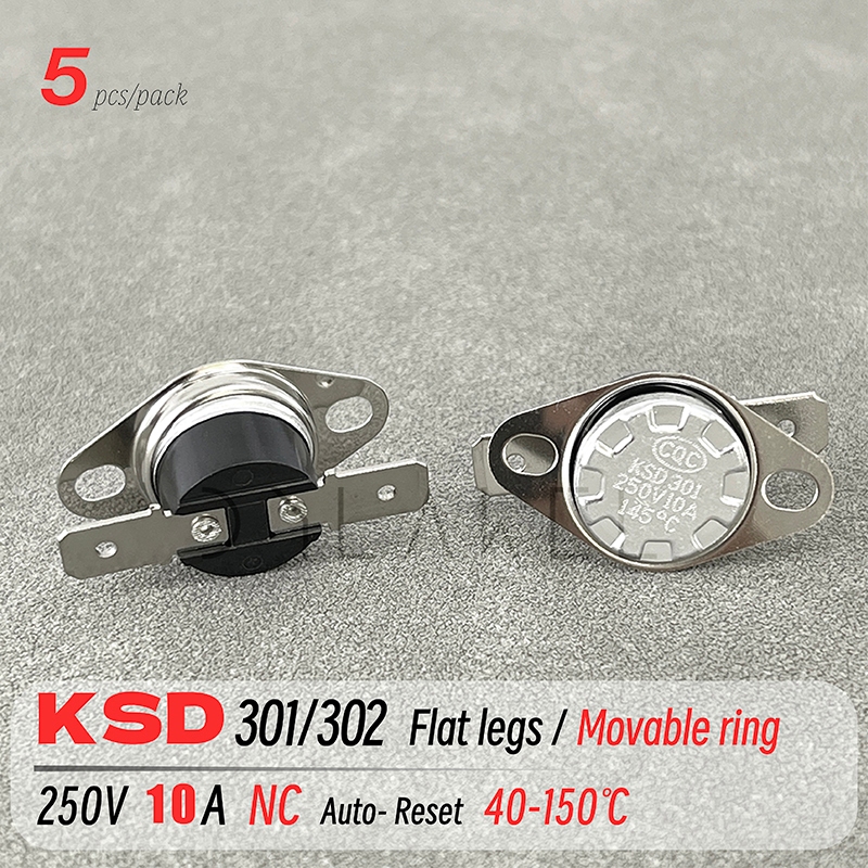 5pcs KSD301 สวิทช์ปกติปิด 10A 250V 40-150 องศา Bakelite KSD-301 อุณหภูมิสวิทช์ Thermostat