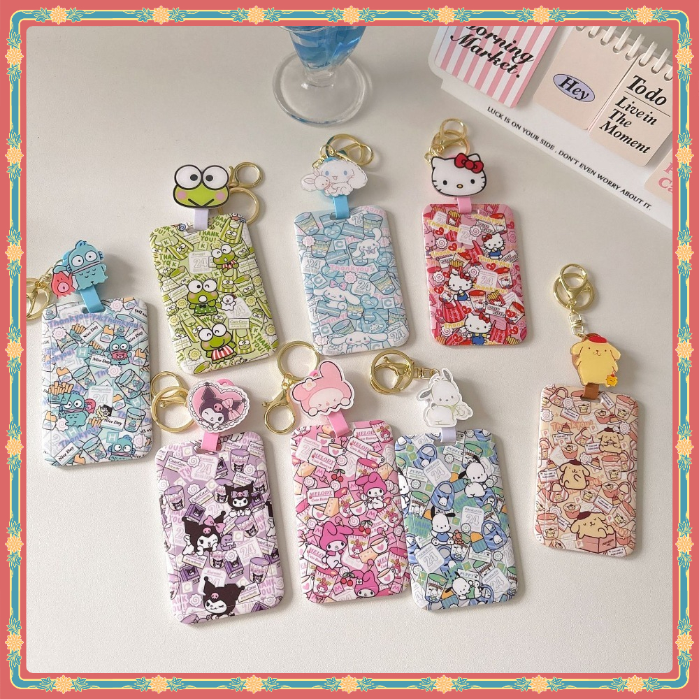 New Sanrio Multifunctional Retractable Card Holder Name Tag ID Holder Convenient Card ID Bank Bus Access Control Student Work Permit Anti-Lost Protective Case Star Photo