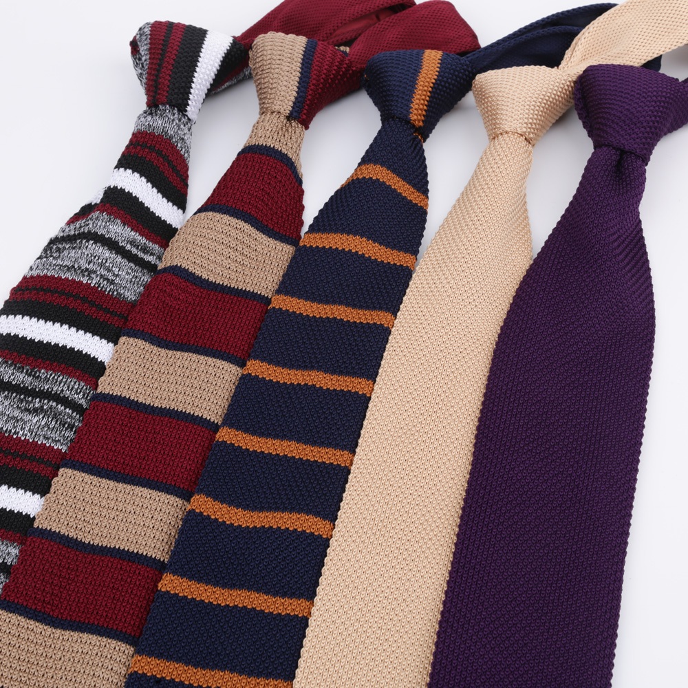 7 ซม.Mens Ties ถัก Tie Stripes สีทึบอย่างเป็นทางการ Bridegroom งานแต่งงานธุรกิจถักเนคไทคอ Tie อุปกรณ์เสริม