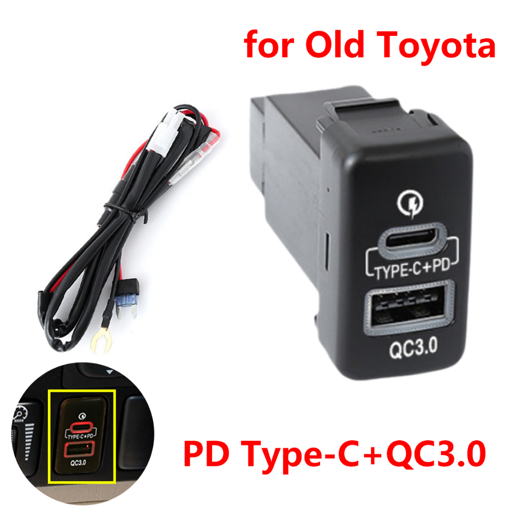 21 มม.39 มม.PD Type-C + QC3.0 รถ Charger Socket Quick Charging Adapter สําหรับ Toyota LC120 Land Cruiser Prado FJ