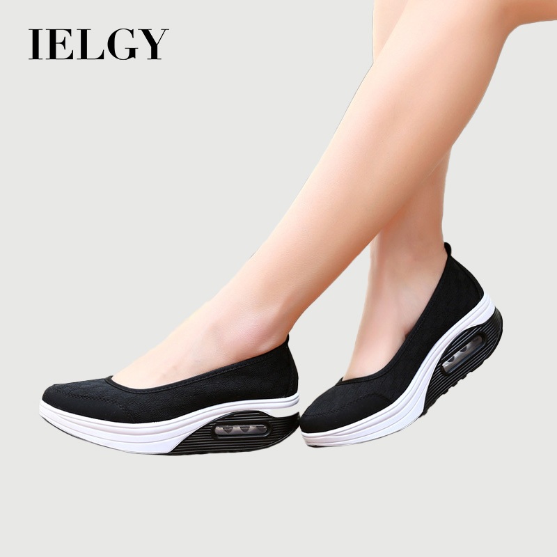IELGY รองเท้าผ้าใบพื้นหนาสําหรับผู้หญิง
