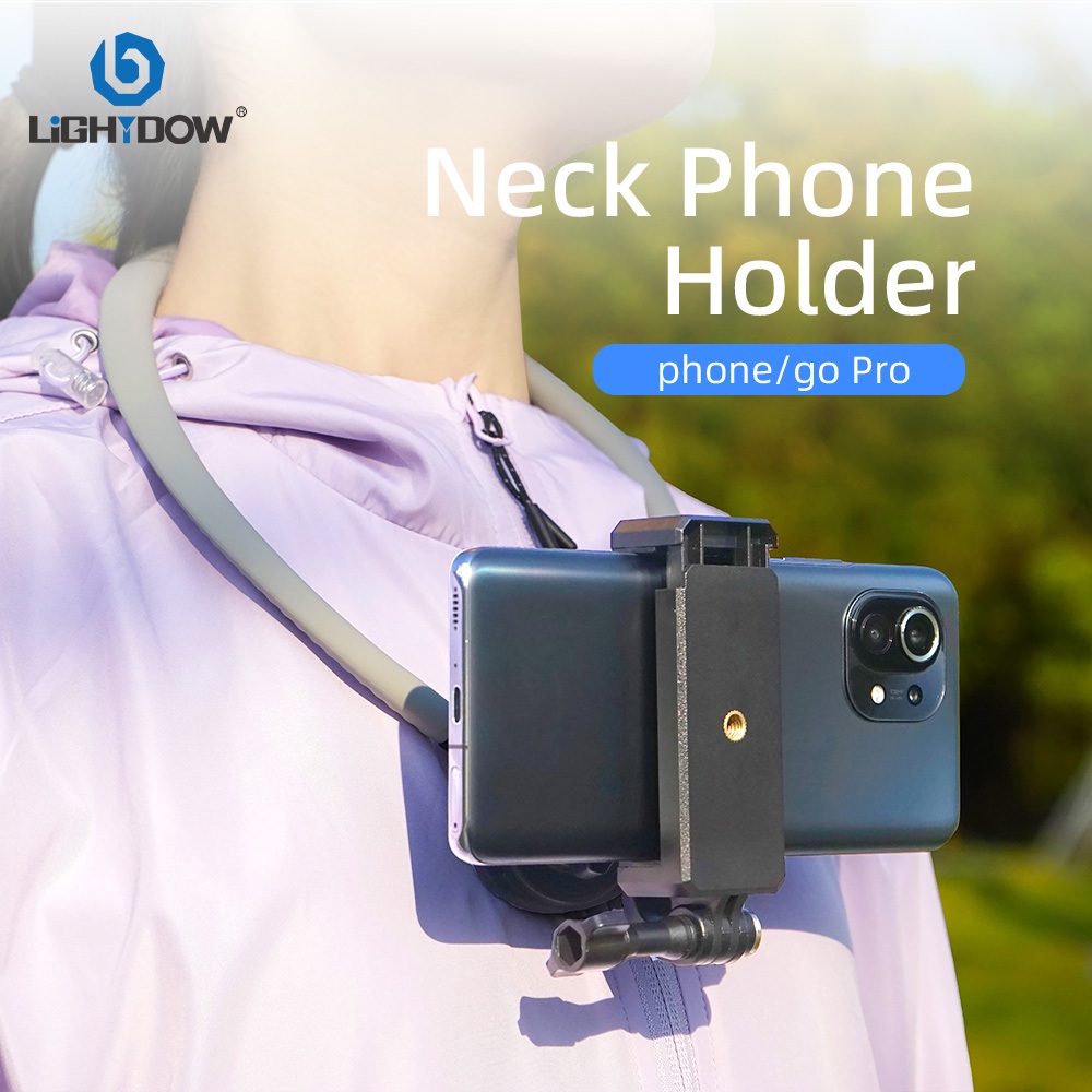 Lightdow ปรับคอผู้ถือโทรศัพท์ No-Jitter ผู้ถือโทรศัพท์สําหรับทําอาหาร/Vlogging/Travel เหมาะกับ iPhon