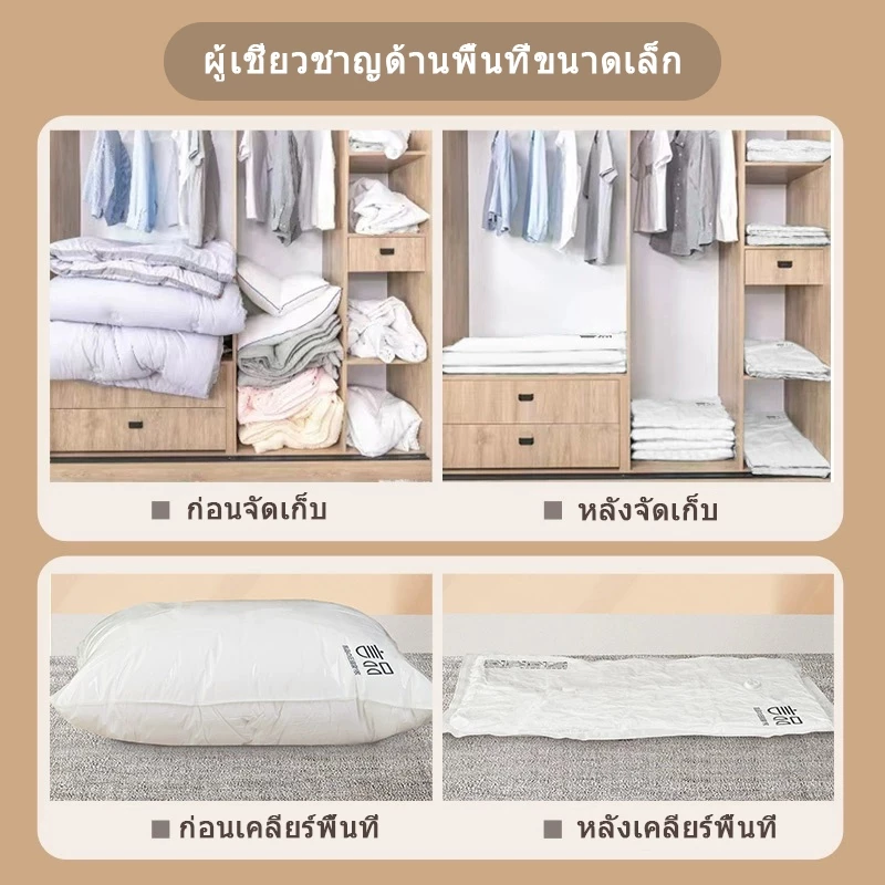 ถุงสูญญากาศ อุปกรณ์จัดเก็บเสื้อผ้า พร้อมเครื่องดูด ถุงเก็บผ้าสูญญากาศ ถุงสูญ ประหยัดพื้นที่จัดเก็บ สูญญากาศมีจุกวาวล์ ในกระเป๋าเดินทาง thumbnail 3