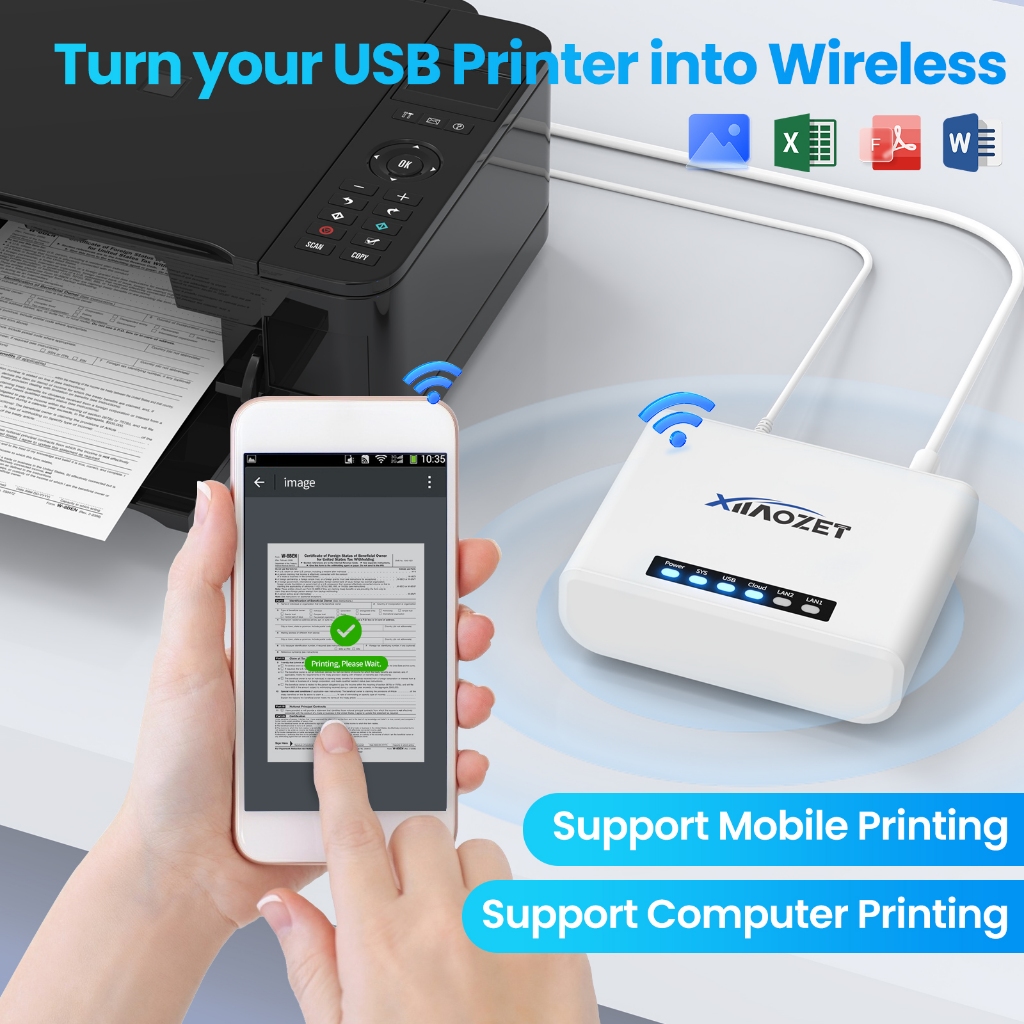 Wireless Print Server USB2.0 รองรับการพิมพ์ LAN คอมพิวเตอร์และการพิมพ์มือถือเปิดเครื่องพิมพ์ USB เป็นไร้สาย