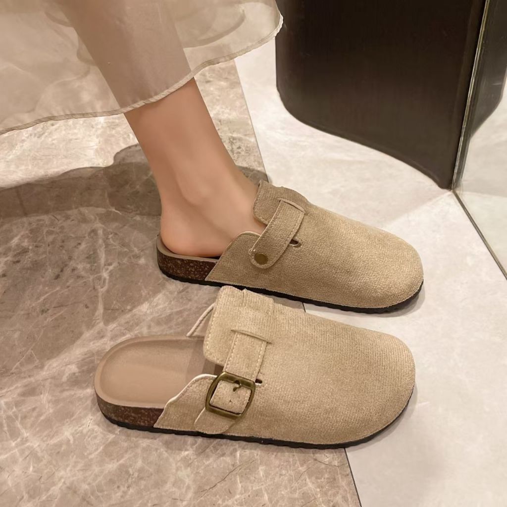 ขายร้อน Baotou Mens Half-drag One-Pedal Cork คู่รองเท้าแตะแฟชั่น S