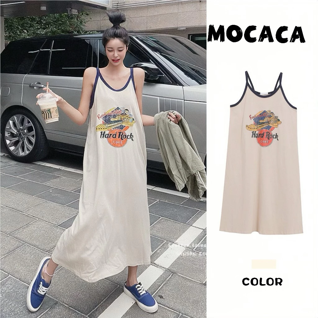 MOCACA เดรสผู้หญิง🎀100%cottonสไตล์ลำลอง ชุดเดรสยาว ชุดเที่ยวทะเล เนื้อผ้าใส่สบาย เดรสทรงหลวม