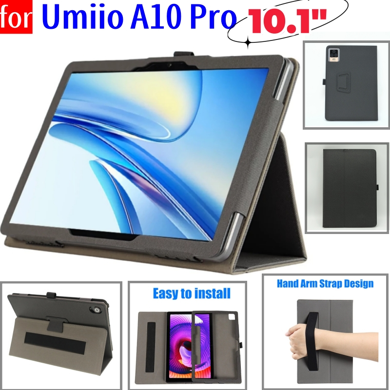 สําหรับ Umiio A10 Pro A10Pro 10.1 นิ้วแฟชั่น Litchi Texture Flip Stand Cover PU พร้อมผู้ถือมือ