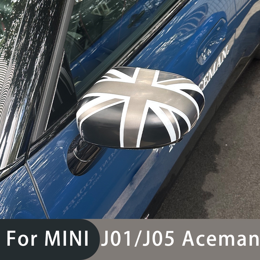 สีดําธงกระจกมองหลังสําหรับ Mini Cooper SE J01 EV J05 Aceman 2024 2025