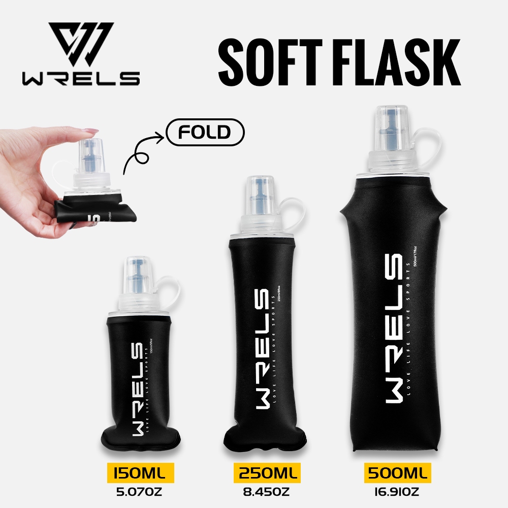 WRELS คุณค่า พับวิ่งกีฬาขวดน้ํานุ่มกลางแจ้งเดินป่าปีนเขาตั้งแคมป์