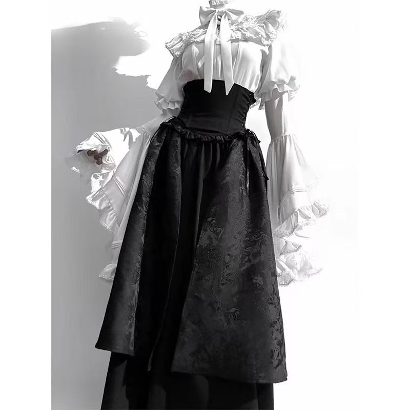 Gothic lolita Half Skirt Long Skirt Shirt ชุดสองชิ้น 2025 lolita