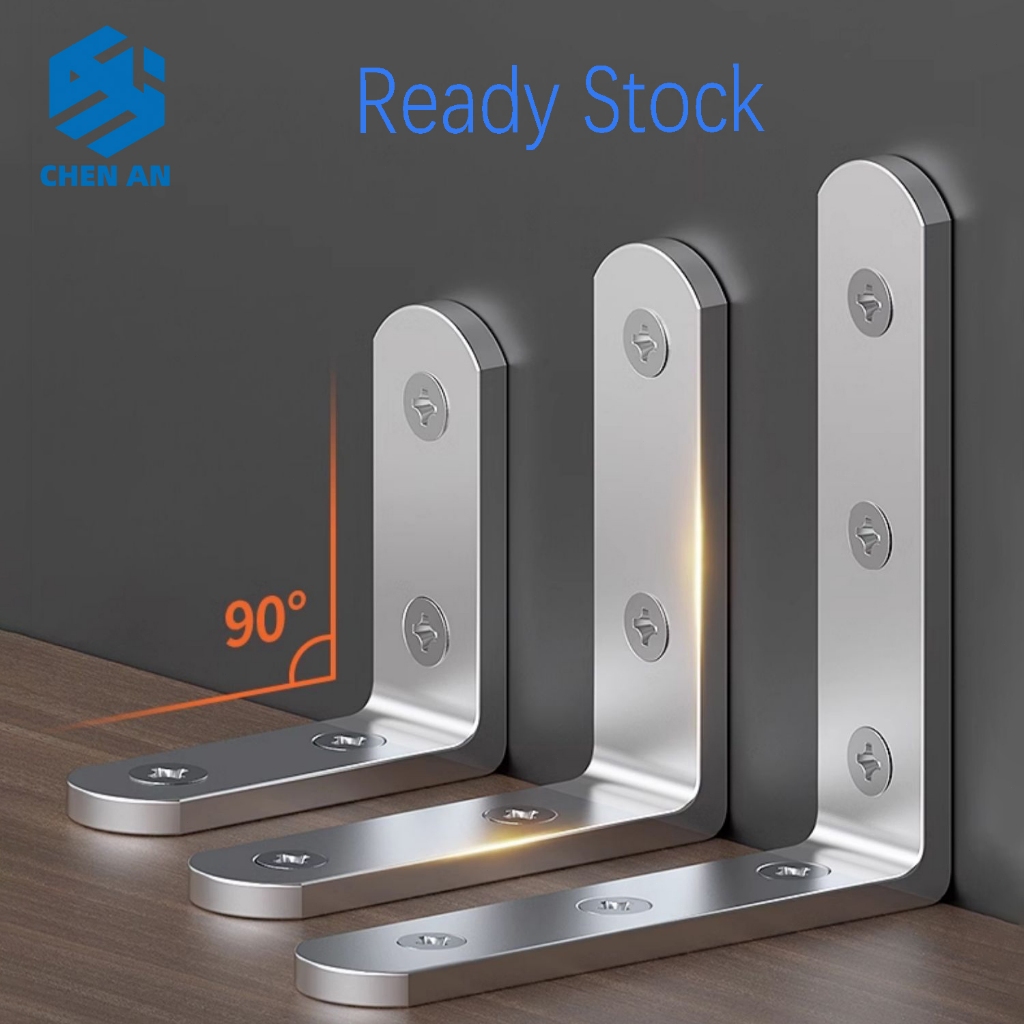 CHEN AN 10/5/2/1PCS/คลังสินค้าพร้อมSmall L Bracket สแตนเลสป้องกันสนิม 90° ชั้นวางรูปทรงมุม Shelve รั้งมุม / L ขายึดมุมวงเล็บติดผนัง
