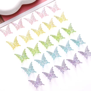 25x25 มม.20PCS อะคริลิคโปร่งใสผีเสื้ออุปกรณ์เสริมสําหรับ DIY สร้อยข้อมือสร้อยคอเครื่องประดับทําอุปกรณ์เสริม