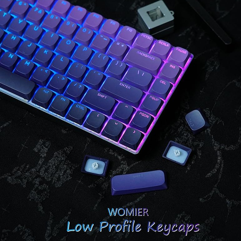 132 คีย์ Skyline R2 Low Profile PBT Double-Shot Keycaps, Gradient Purple Shine Through Key Caps Set