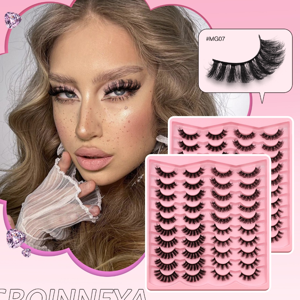 Groinneya รัสเซีย D-Curl ขนตาปลอม 20 คู่ Mega Volume Fluffy & สบายขนตาสําหรับดูหนาแน่น