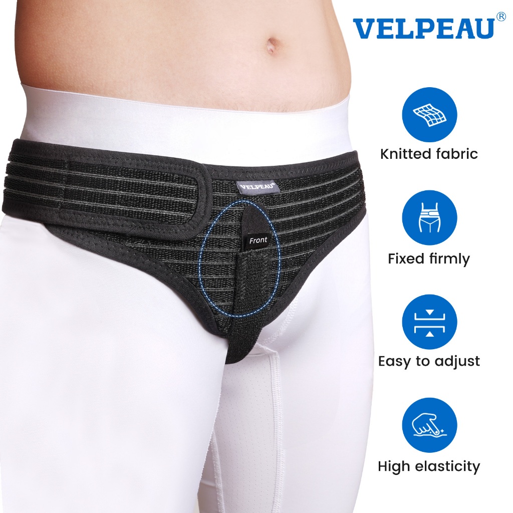 VELPAEU เข็มขัดไส้เลื่อนสําหรับผู้ชายและผู้หญิงเหมาะกับด้านซ้ายและขวาขาหนีบขาหนีบขาหนีบไส้เลื่อนสนับสนุนกางเกงทรูเอสเอสบรรเทาอาการปวดการกู้คืนสายรัดปรับพร้อมบีบอัดที่ถ
