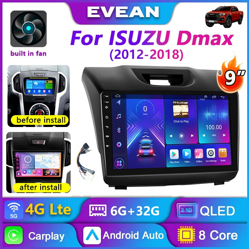 (พร้อมพัดลมระบายความร้อน+ซิม 4G) จอ android รถยนต์ สําหรับ ISUZU D-Max 2012-2018 จอแอนดรอย 8Core 6+3