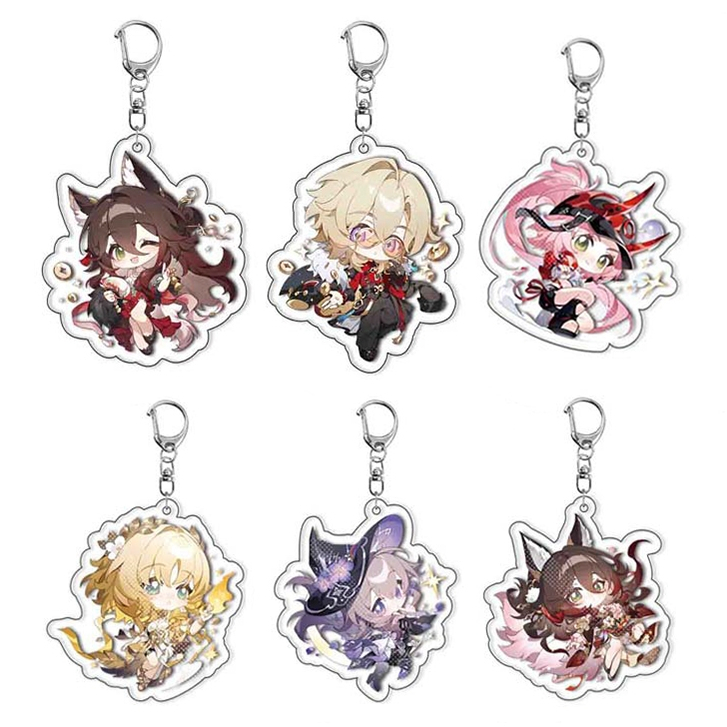 Genshin Impact พวงกุญแจ Furina Kirara Hutao Ganyu พวงกุญแจอะคริลิคน่ารัก พวงกุญแจกระเป๋า จี้อุปกรณ์เ