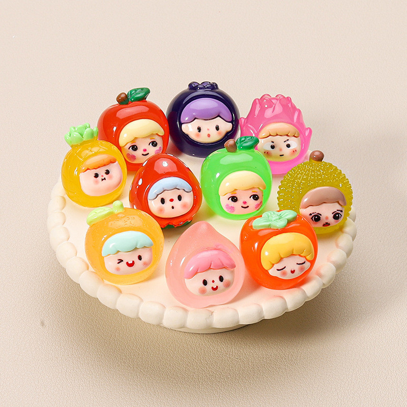 10 ชิ้น Luminous Fruit Baby 3d เรซิ่น Charms สําหรับ DIY (14-17)