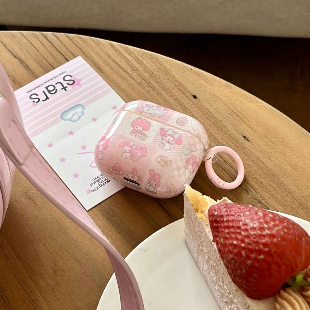 การ์ตูน Melody หูฟังสําหรับ AirPods 1 2 3 ชุดหูฟังไร้สายสําหรับ AirPods Pro เคสป้องกันการ์ตูนน่ารัก AirPods 4 รุ่นสีชมพู Pro2