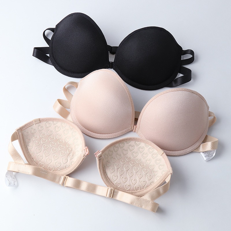 Silicon Strapless Traceless Bra Womens Front Buckle Bra Summer Invisible Anti-Slip Lingerie