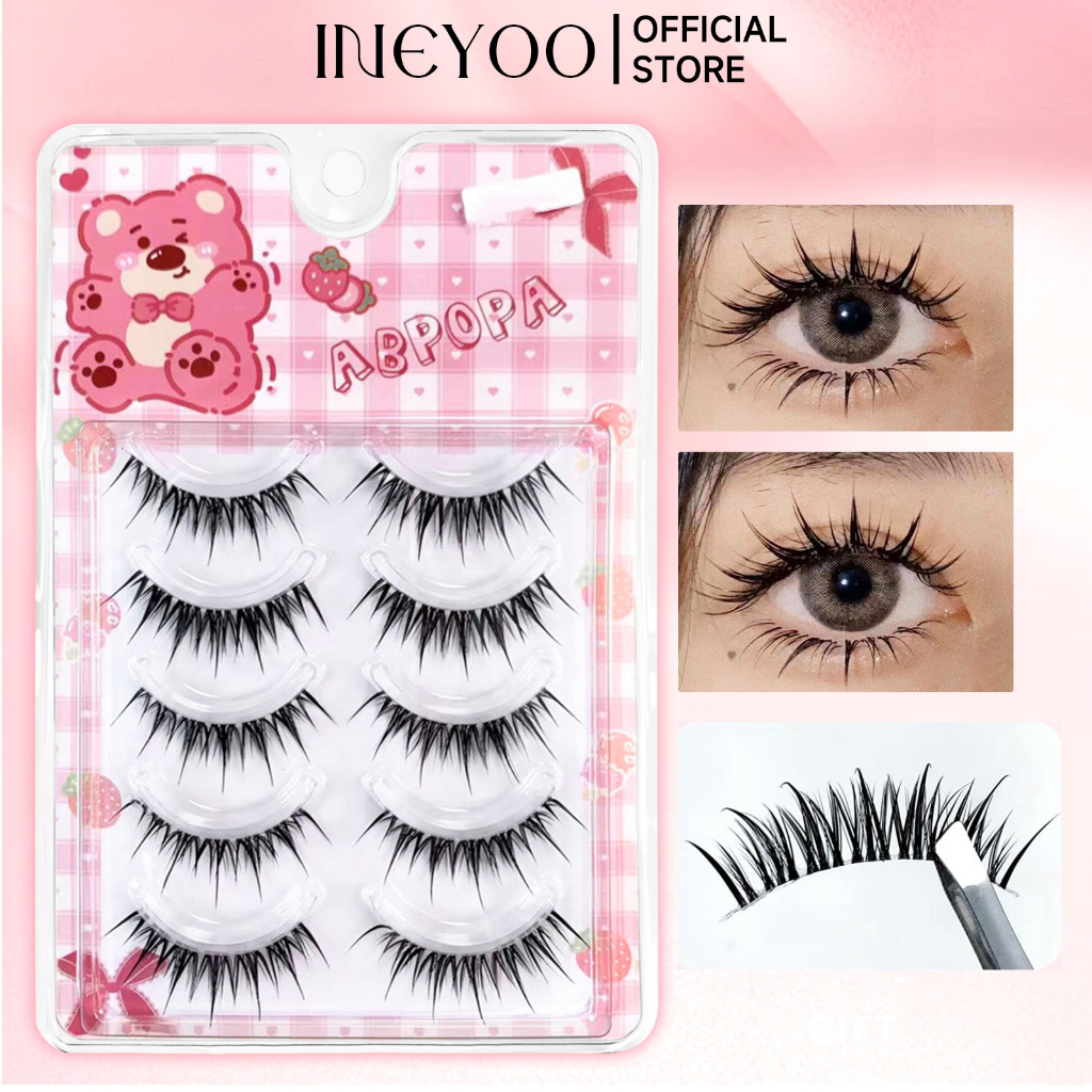 Abpopa ขนตาโค้งธรรมชาติและดีต่อสุขภาพ C Cluster Eye Makeup 5 คู่ - MHSHI09