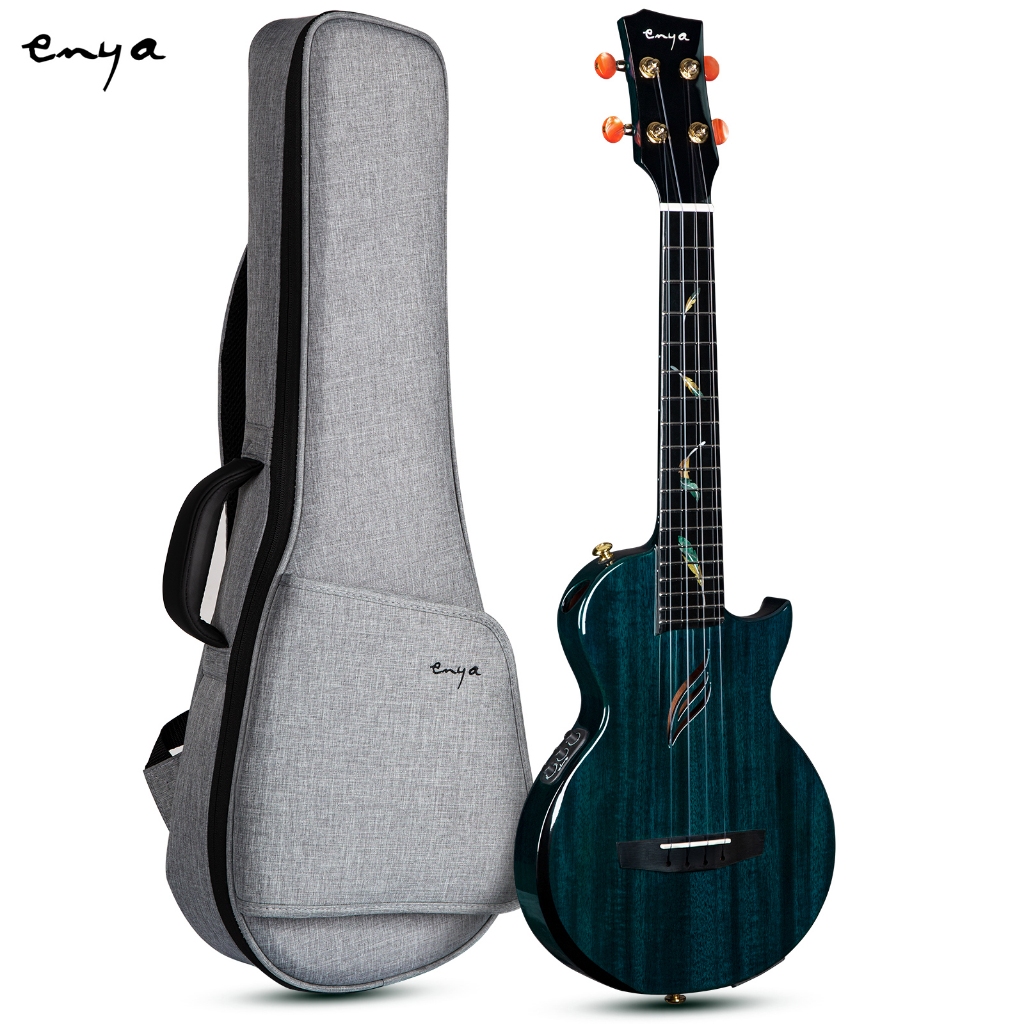 Enya Tenor Ukulele All Mahogany Ukulele พร้อม AcousticPlus Pickup และ Deluxe Ukulele Case (EUT-Feath