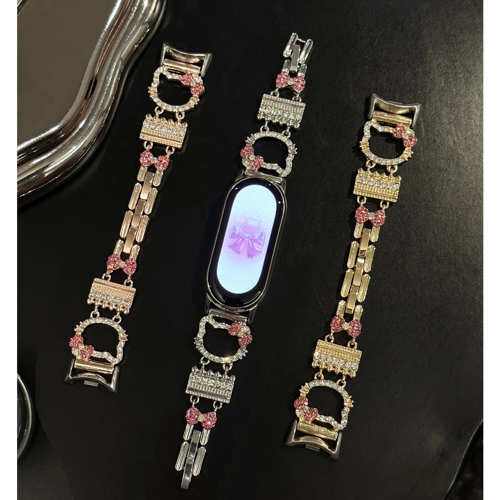 Cute Kitty Diamond Strap Compatible For mi band 9 Strap Smart band 8 Strap Replacement mi band 8 Str