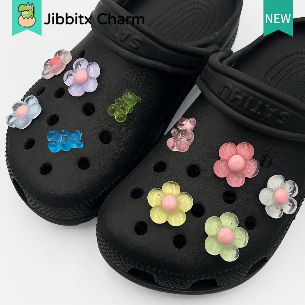 Jibbits Fashion Clog Jibbitx Charm สร้างสรรค์น่ารักการ์ตูนสีสันสดใสรูปแบบ DIY รองเท้าหัวเข็มขัด/รองเท้า Charm/ปุ่มบล็อก