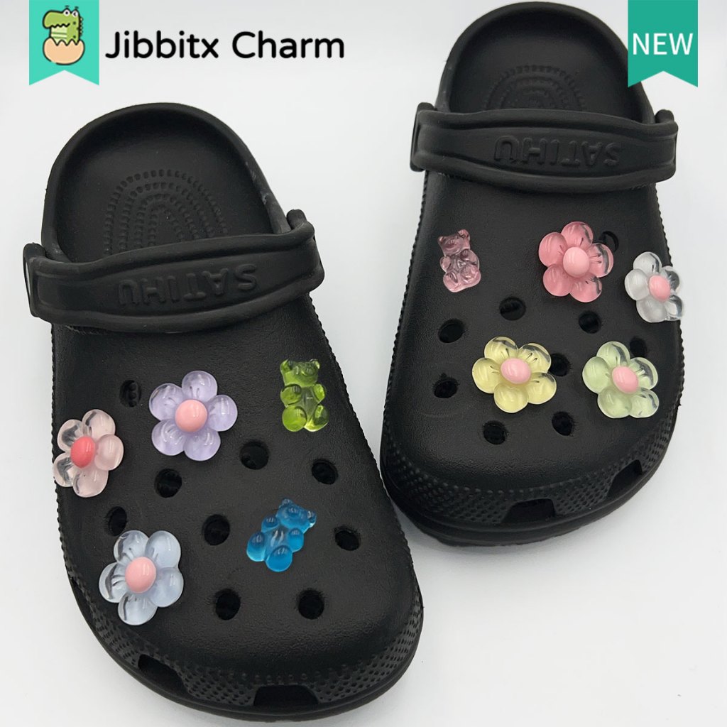 Jibbits Fashion Clog Jibbitx Charm สร้างสรรค์น่ารักการ์ตูนสีสันสดใสรูปแบบ DIY รองเท้าหัวเข็มขัด/รองเท้า Charm/ปุ่มบล็อก
