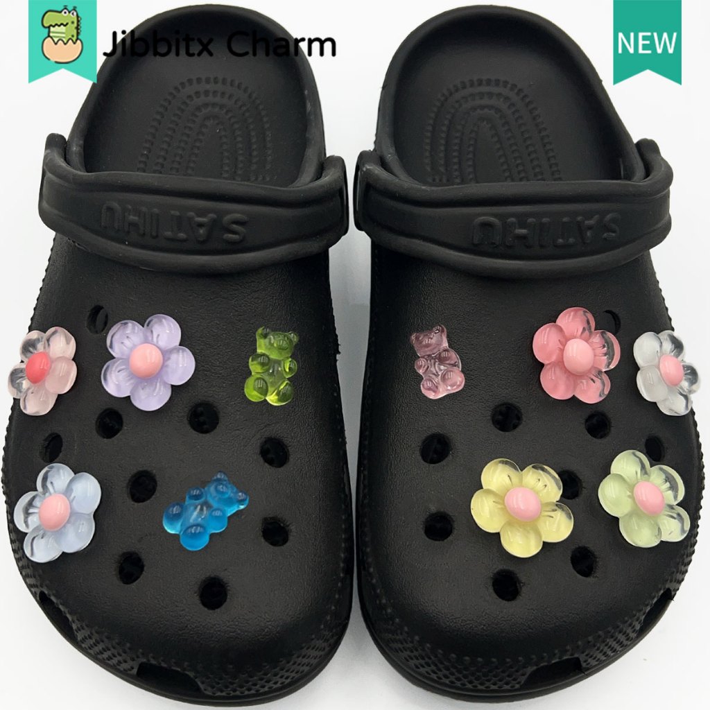 Jibbits Fashion Clog Jibbitx Charm สร้างสรรค์น่ารักการ์ตูนสีสันสดใสรูปแบบ DIY รองเท้าหัวเข็มขัด/รองเท้า Charm/ปุ่มบล็อก