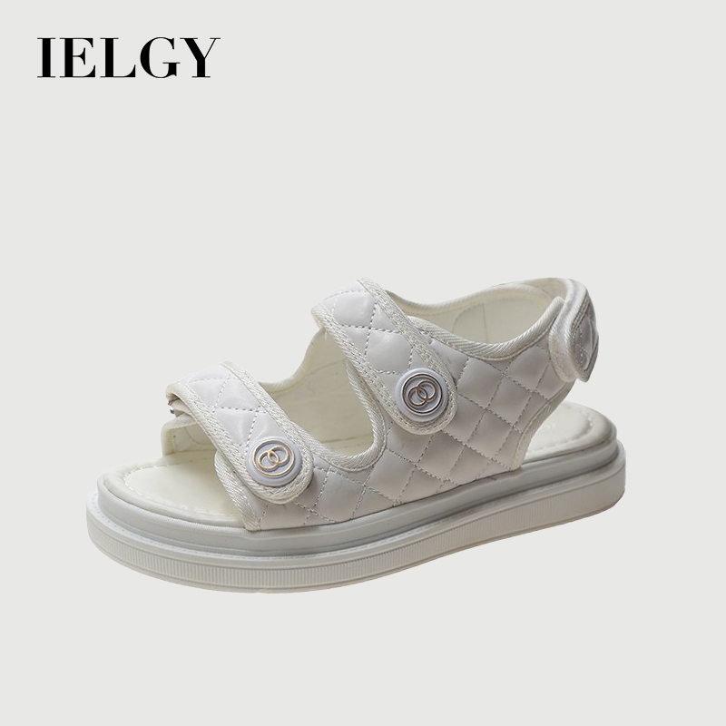 IELGY 2025 ฤดูร้อนใหม่ ตีนตุ๊กแก ชายหาดนักเรียนรองเท้าแตะแบนสําหรับผู้หญิง