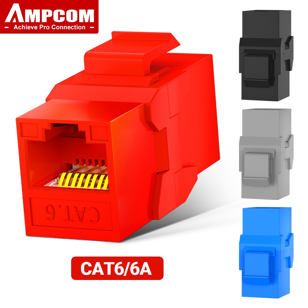 AMPCOM Keystone Coupler Jack, ช่องนำเข้า RJ45 Keystone Jack, RJ45 CAT6A/CAT6 Straight-Through Keysto