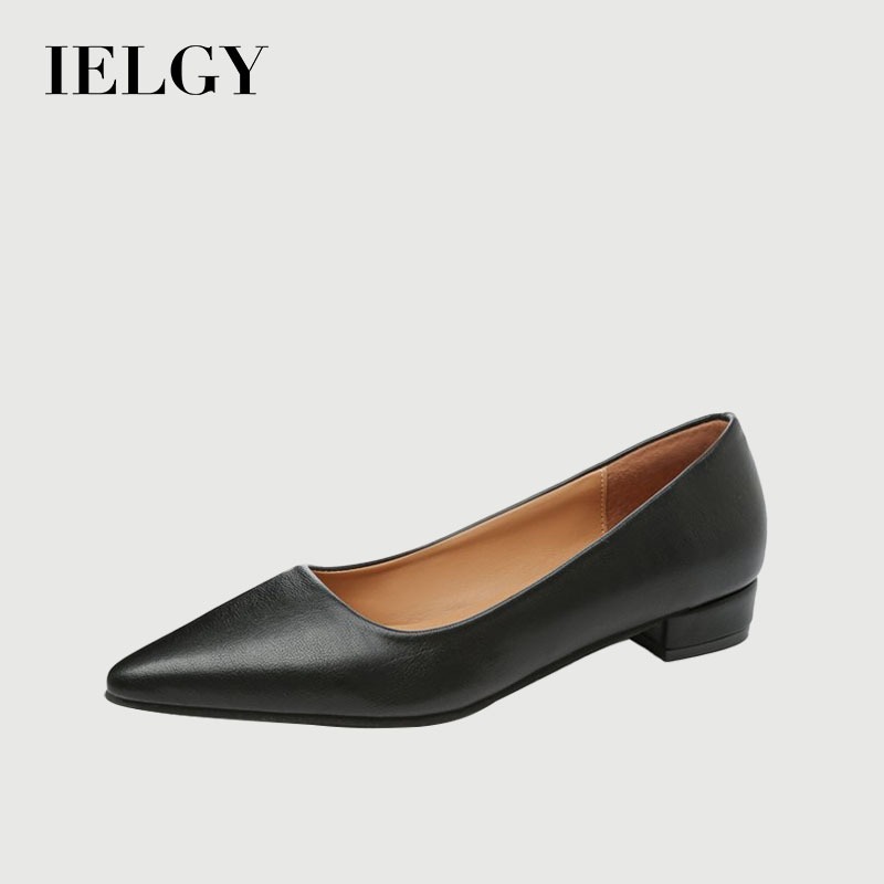 IELGY new Plus ขนาดสีทึบ Professional Work Plus ขนาด Square Toe รองเท้าส้นเตี้ยหญิง