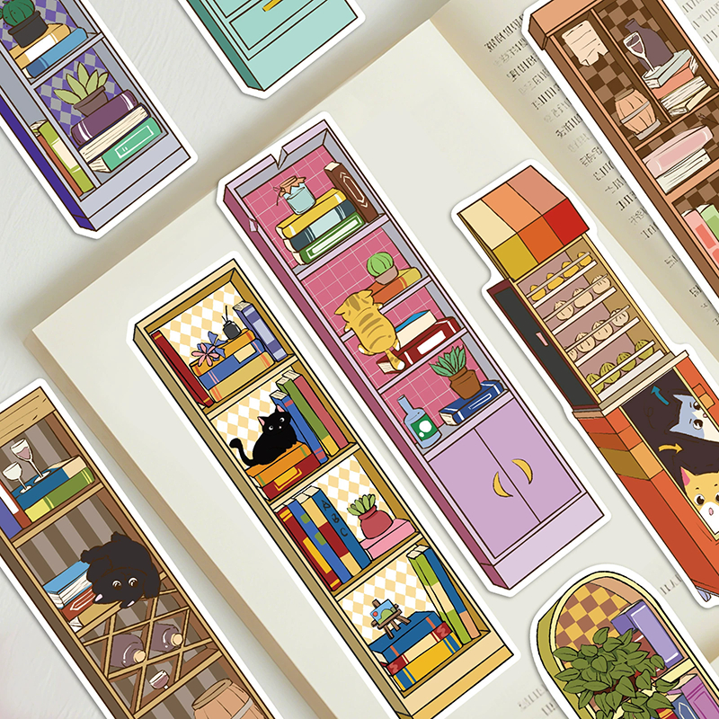 30ชิ้น/เซ็ต น่ารัก ตู้แมวที่คั่นการ์ตูนน่ารักหนังสือหน้าผู้ถือของขวัญสําหรับนักเรียนครูอ่านเครื่องมือโรงเรียนเครื่องเขียนอุปกรณ์สํา