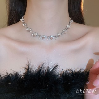 เดรช เพชรฝังสแควร์รักสร้อยคอมุกฝรั่งเศสย้อนยุคอเนกประสงค์กระ…