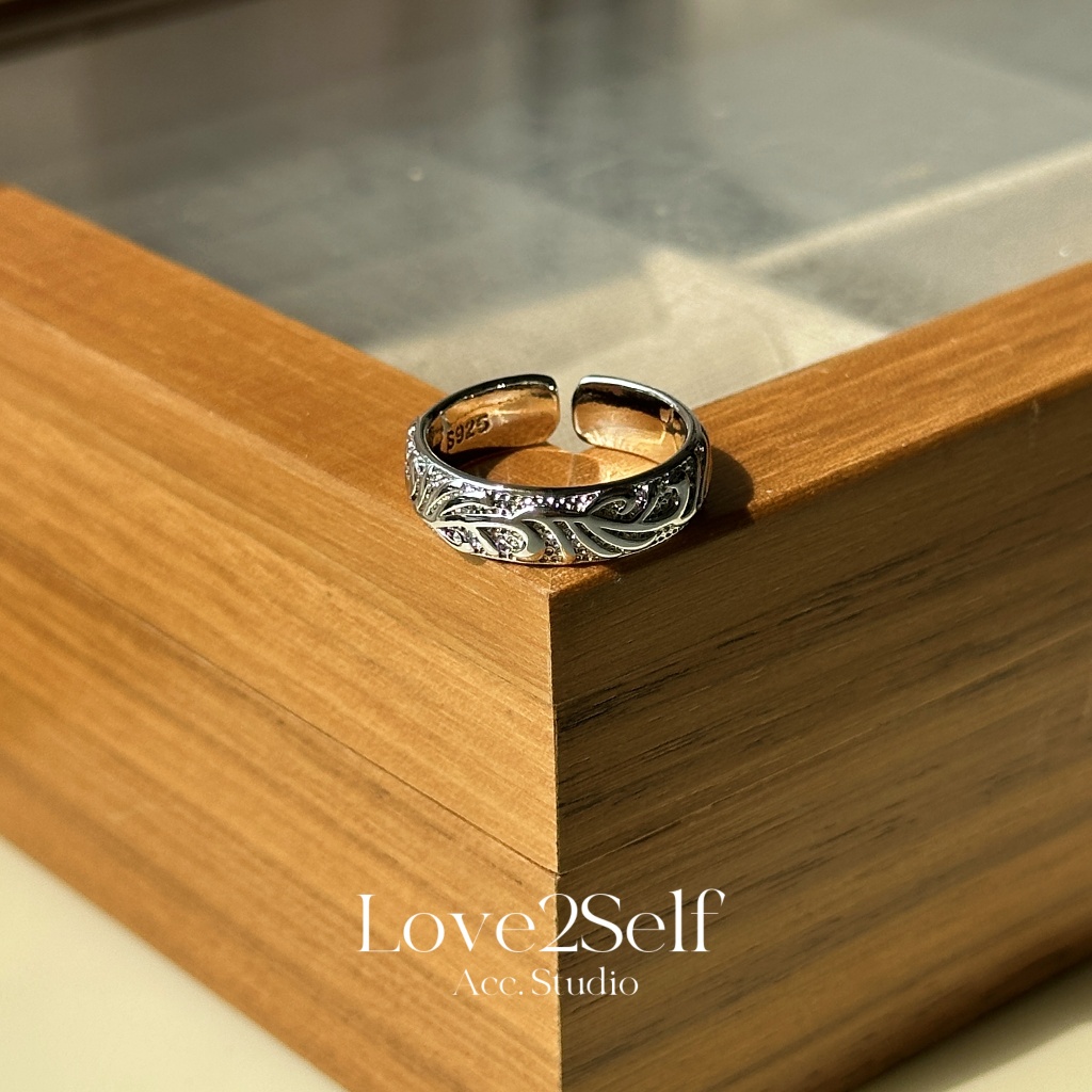 Love2Self J129 Tang Dynasty ดอกไม้ - รูปแบบผู้ชายแหวนแหวนปรับได้สําหรับผู้ชายแหวนวินเทจ