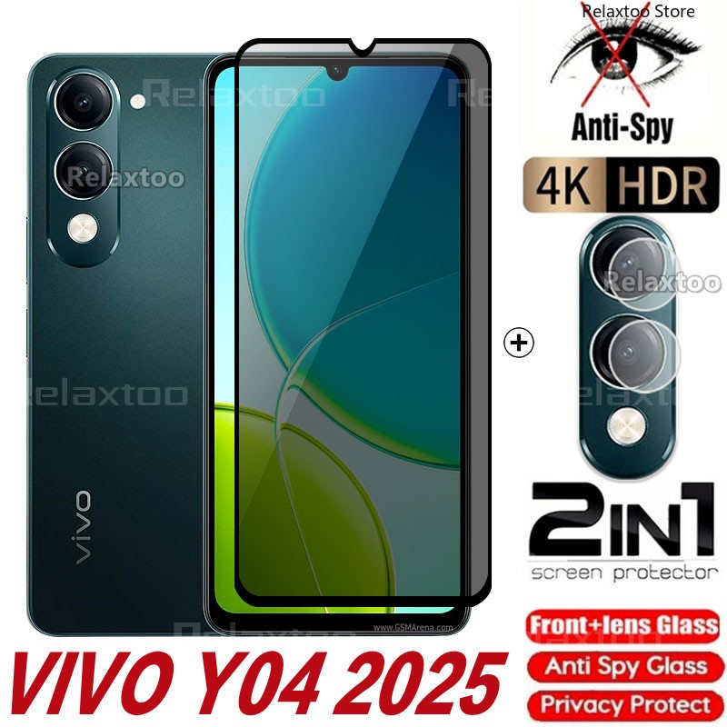 Vivo Y04 2025 2IN1 ความเป็นส่วนตัวป้องกันหน้าจอฟิล์มแก้วสําหรับ Vivo Y04 Y 04 Y04T Y04s VivoY04 ste 