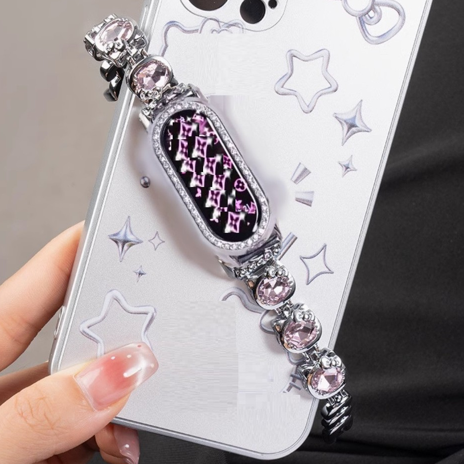 Cute Cat Diamond Strap Case Compatible For mi band 9 Strap Metal mi band 9 Case Smart Band 9 Strap R