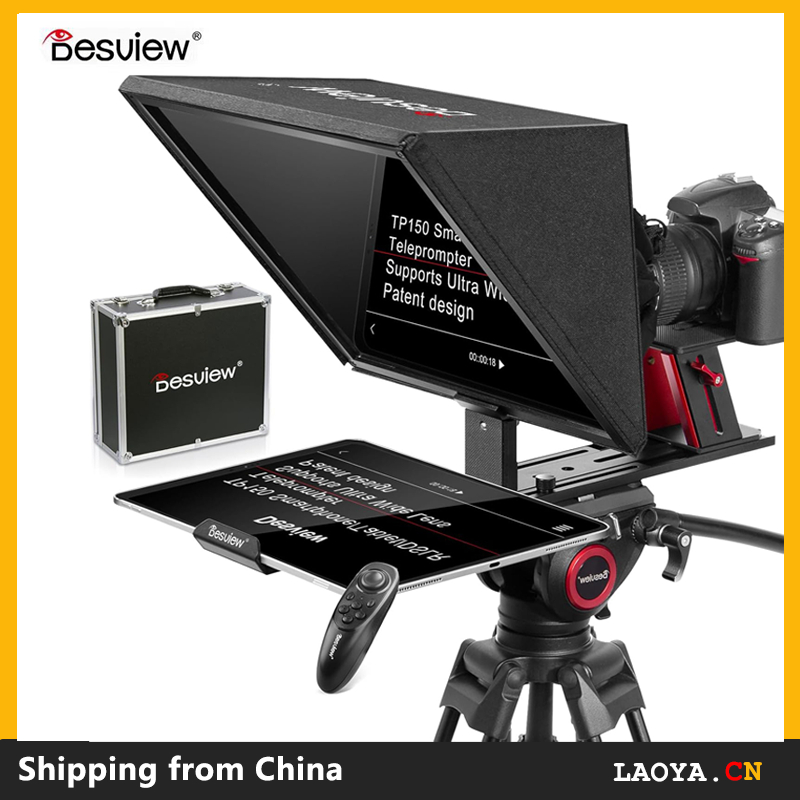 Desview TP150 teleprompter, 15 inch High Display Mirror, Aluminum Alloy Teleprompter with Remote Con