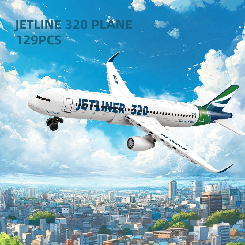 129pcs การบินผู้โดยสาร Aeroplane Building Blocks DIY ผู้โดยสาร Airbus เครื่องบินประกอบ DIY อิฐของเล่นเด็กของขวัญ