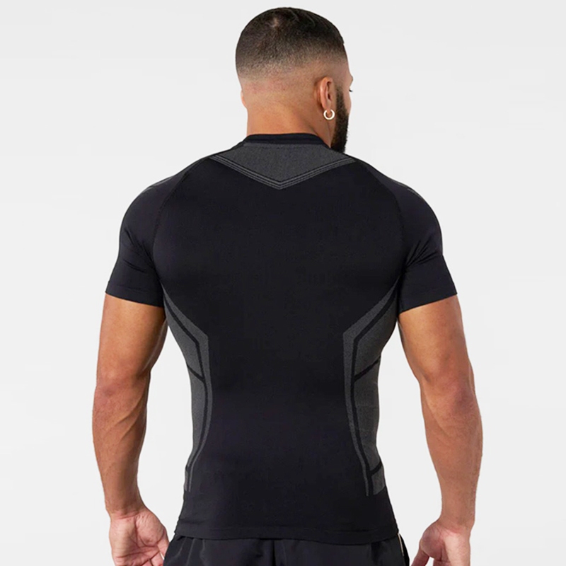 Youngal ผู้ชายยืดฟิตเนสกีฬาเสื้อยืดการฝึกอบรมแน่นวิ่งแขนสั้น S-3XL Plus ขนาด - รูปที่ 3