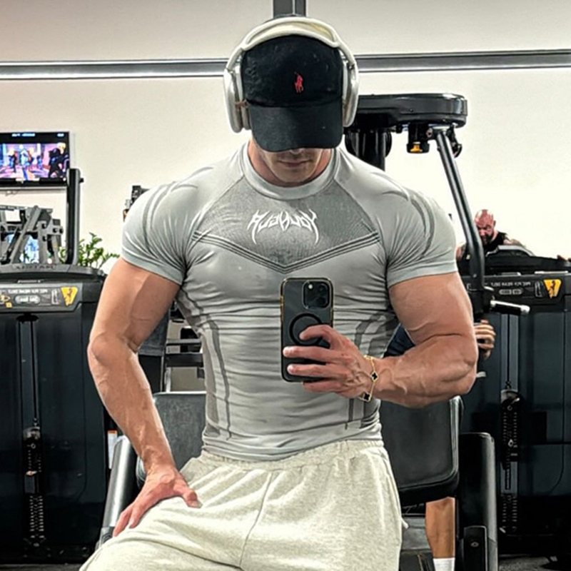 Youngal ผู้ชายยืดฟิตเนสกีฬาเสื้อยืดการฝึกอบรมแน่นวิ่งแขนสั้น S-3XL Plus ขนาด - รูปที่ 5