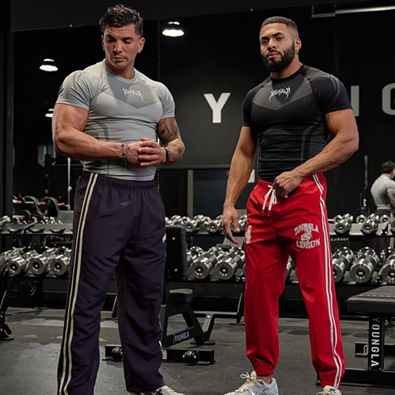 Youngal ผู้ชายยืดฟิตเนสกีฬาเสื้อยืดการฝึกอบรมแน่นวิ่งแขนสั้น S-3XL Plus ขนาด - รูปที่ 7