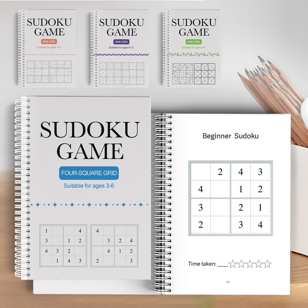 Kids Sudoku Puzzle BooksBeginner 3–6 ระดับกลาง 6–9 ขั้นสูง 9–12 ท้าทาย 12+ Single Volume หรือชุด 4 เล่มครบชุด | ปริศนาตรรกะฝึกสมองเพื่อการศึกษาสําหรับเด็ก