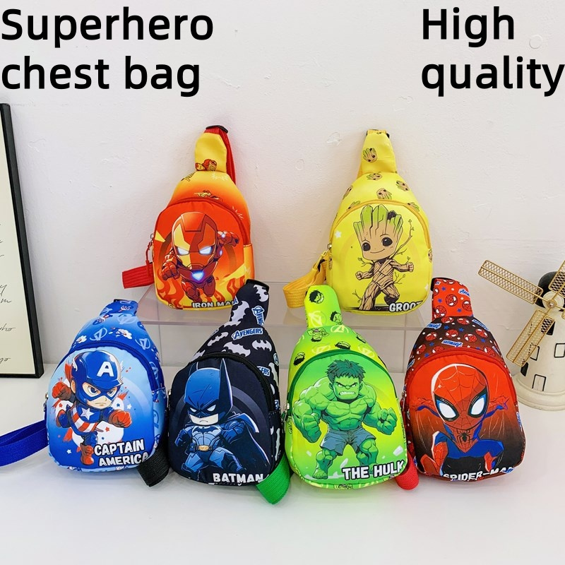 พร้อมสต็อกเด็กกระเป๋าคาดหน้าอก spiderman สลิงกระเป๋าสําหรับชาย ironman เข็มขัดกระเป๋า captain america กระเป๋าสะพายไหล่เดี่ยว groot กระเป๋า batman กระเป๋าสะพาย Hulk กระเป๋าหน้าอก